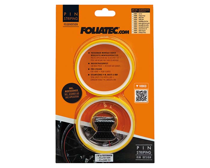 Banda decorativa pentru jante auto FOLIATEC Pin Striping galben
