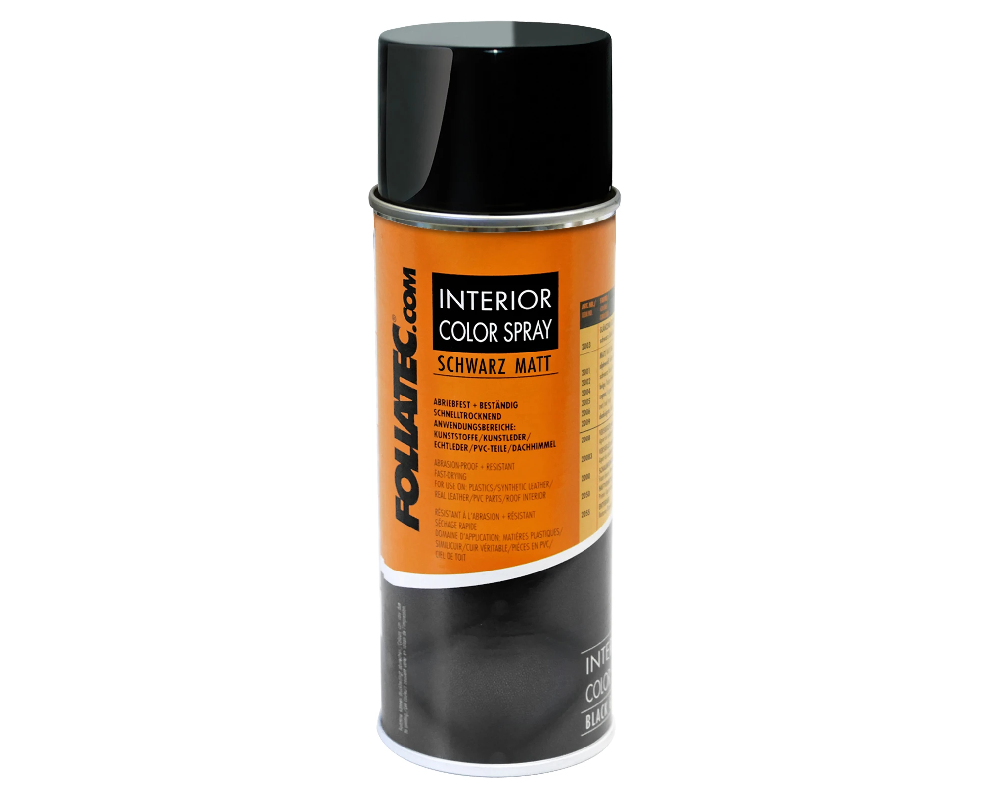 Spray vopsea interior - piele, vinilin si plastic FOLIATEC Interior Color Spray, negru mat, 400ml